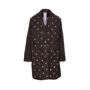 Sword Women Suede Coat With Jewels Applications